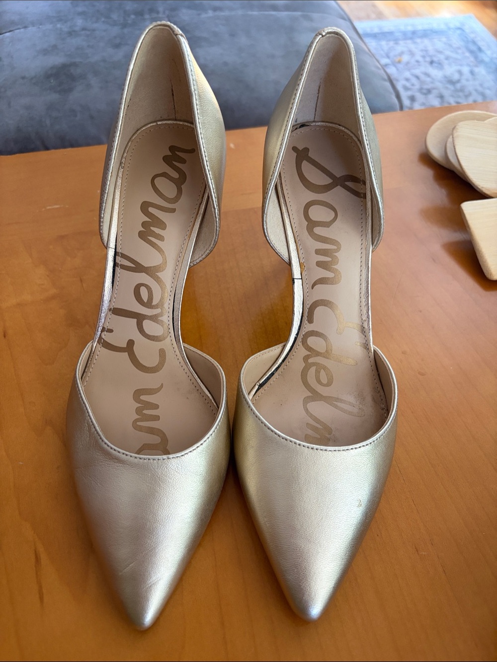 Sam Edelman Metallic Gold D'Orsay Pointed Heels